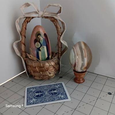 Handpainted Egg and Stone Egg