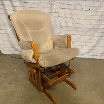 Wooden Glider Chair and Foot Rest