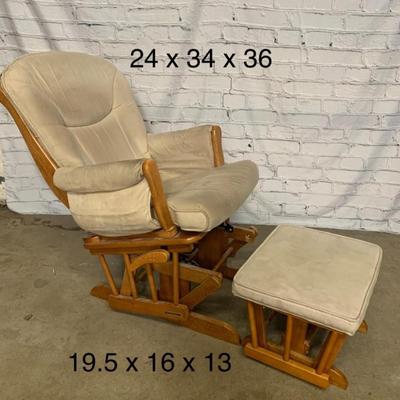Wooden Glider Chair and Foot Rest