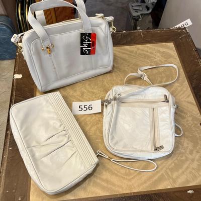 3 white purses