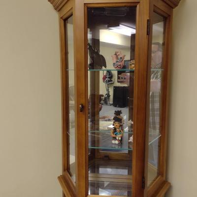 Oak Finish Glass Shelf Curio Cabinet (No Contents) Choice A