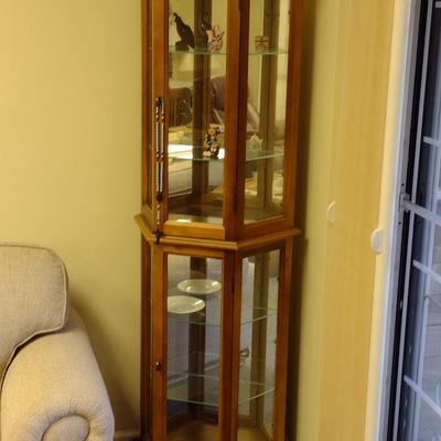 Oak Finish Glass Shelf Curio Cabinet (No Contents) Choice A