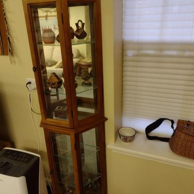 Oak Finish Glass Shelf Curio Cabinet (No Contents) Choice B