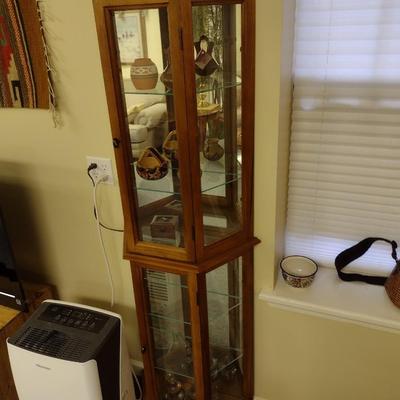 Oak Finish Glass Shelf Curio Cabinet (No Contents) Choice B