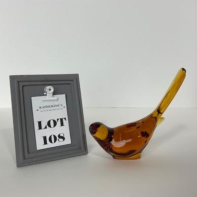 -108- FENTON | Marked Amber Happiness Bird Long Tail