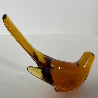 -108- FENTON | Marked Amber Happiness Bird Long Tail
