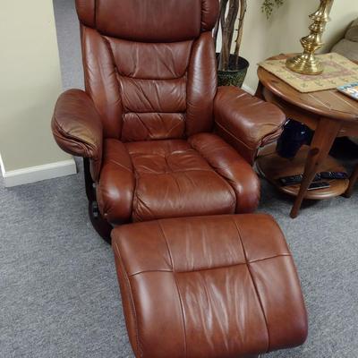 Brown Faux Leather Gravity Chair with Ottoman by Lane
