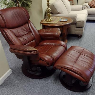Brown Faux Leather Gravity Chair with Ottoman by Lane