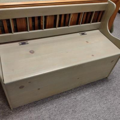 Pine Wood Sitting Bench with Storage (No Contents)