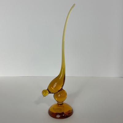 -112- VIKING | Mid Century Amber Long Tail Bird