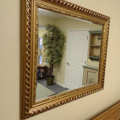 Gold Framed Beveled Glass Wall Mirror