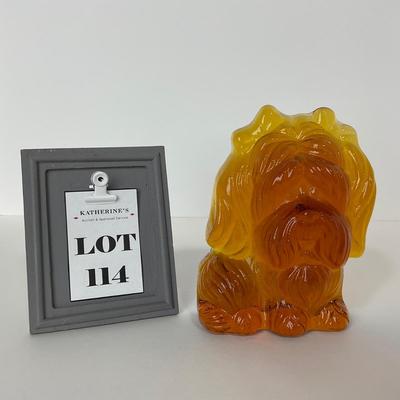 -114- VIKING | Amber Yorkie Dog Bookend