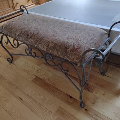 Wrought Metal Cushioned Sitting Bench