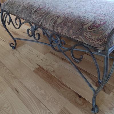 Wrought Metal Cushioned Sitting Bench
