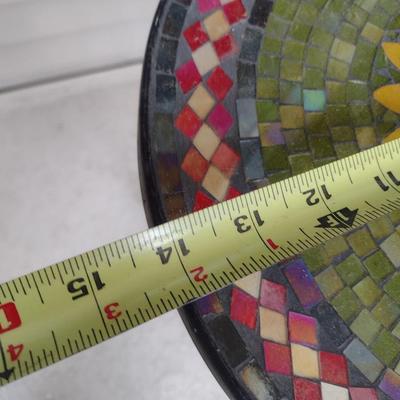 Metal Frame Mosaic Tile Top Garden Side Table