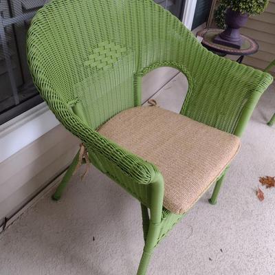 Pair of Matching Wicker Patio Chairs with Cushion for Seat
