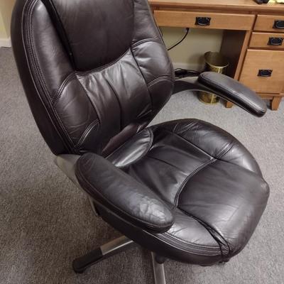 Upholstered Faux Leather Adjustable Swivel Office Chair