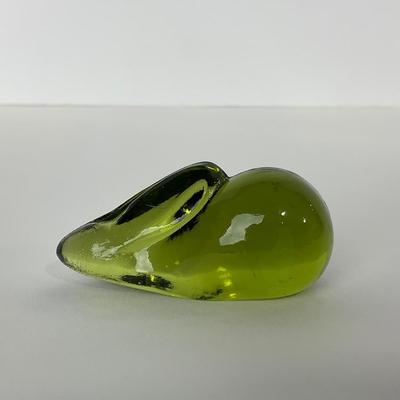 -122- FOSTORIA | Marked Green Glass Rabbit