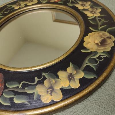 Vintage Round Hand Painted Accent Mirror