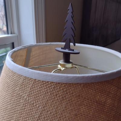 Resin Post Table Lamp with Pine Tree Finial