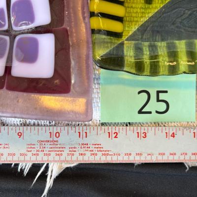 Two fused glass square bowls