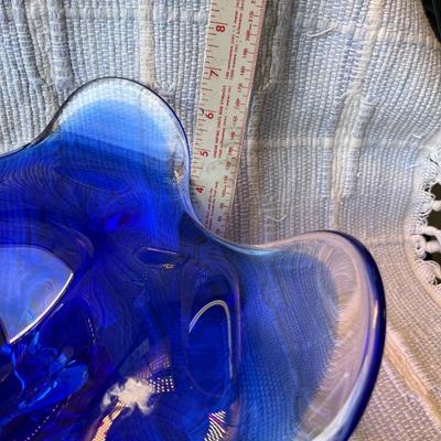Murano Style Art Glass Blue Bowl