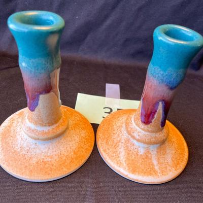 Studio Art Pottery candlesticks