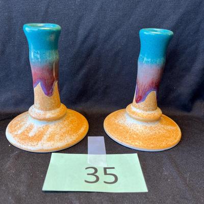 Studio Art Pottery candlesticks