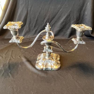 Rogers Baroque Silver Plated Double Candles