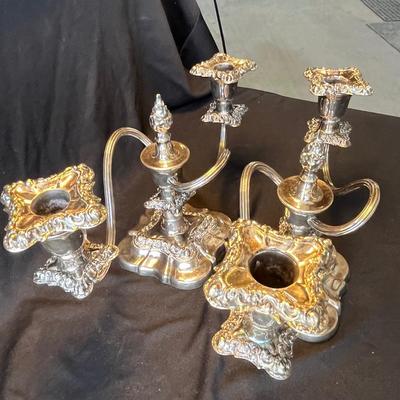 Rogers Baroque Silver Plated Double Candles