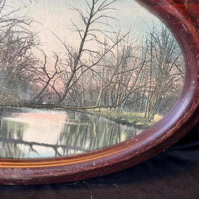Gorgeous Early lithograph print of river in Spring