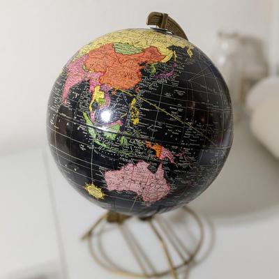 Rare Vintage Cram's Universal Terrestrial Globe With Black Oceans