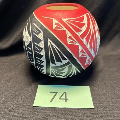 M Paquale Lagunda Black & Red Vase