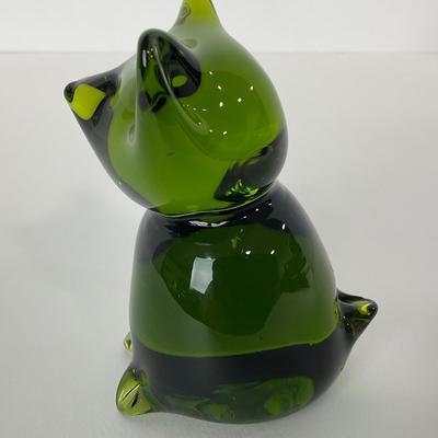 -131- UNMARKED | Fox Like Creature Green Paperweight