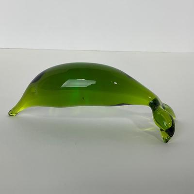 -132- RAINBOW GLASS CO. | Green Minimalist Dolphin