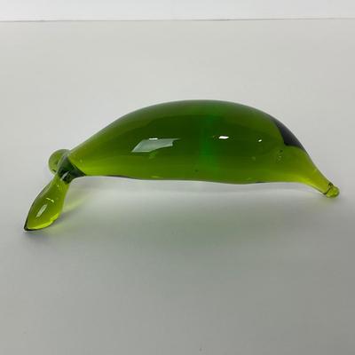 -132- RAINBOW GLASS CO. | Green Minimalist Dolphin