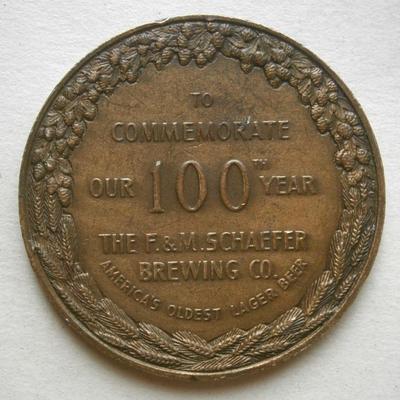 1842-1942 THE F.&M. SCHAEFER Brewing Co. 100 Year Commemorative Token