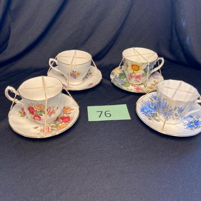 For Floral English Bone China Cups & Saucers