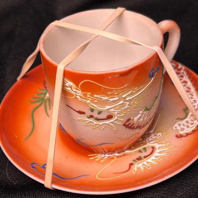 Dragon ware moriage Demitasse Cups & Saucers