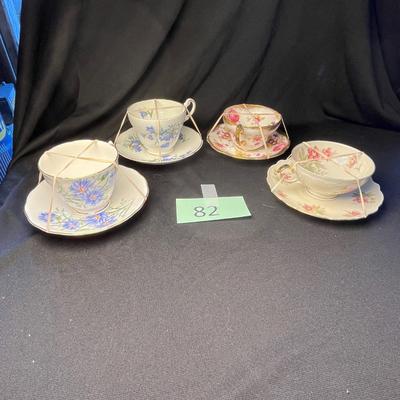 4 Bone China cups & saucers