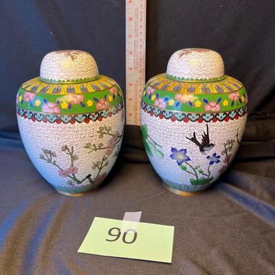 Cloisonne Matching Urns/ Ginger Jars