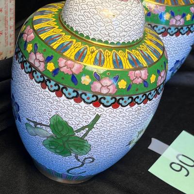 Cloisonne Matching Urns/ Ginger Jars