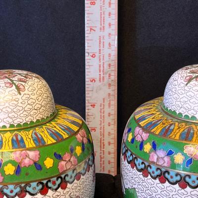 Cloisonne Matching Urns/ Ginger Jars