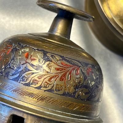 Brass Bell with Cloisonne Detail