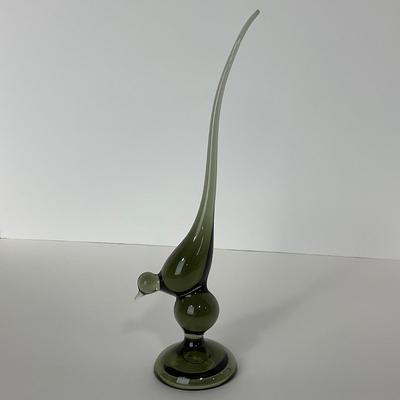 -140- VIKING | Mid Century Smokey Green Grey Long Tail Bird