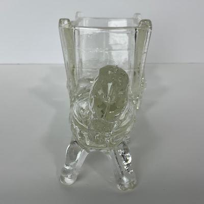 -141- UNMARKED | Clear Pressed Glass Donkey & Cart Candy Dish