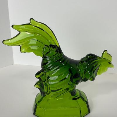-144- LE SMITH | Green Glass Rooster