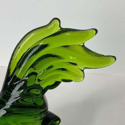 -144- LE SMITH | Green Glass Rooster