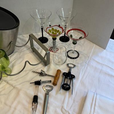 178 Michael Graves Ice Bucket with Handpainted Martini Glasses, Wine Rack and more