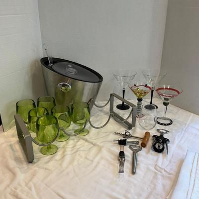 178 Michael Graves Ice Bucket with Handpainted Martini Glasses, Wine Rack and more